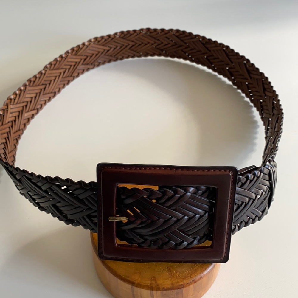 a.n.a Brown Leather Wide Belt